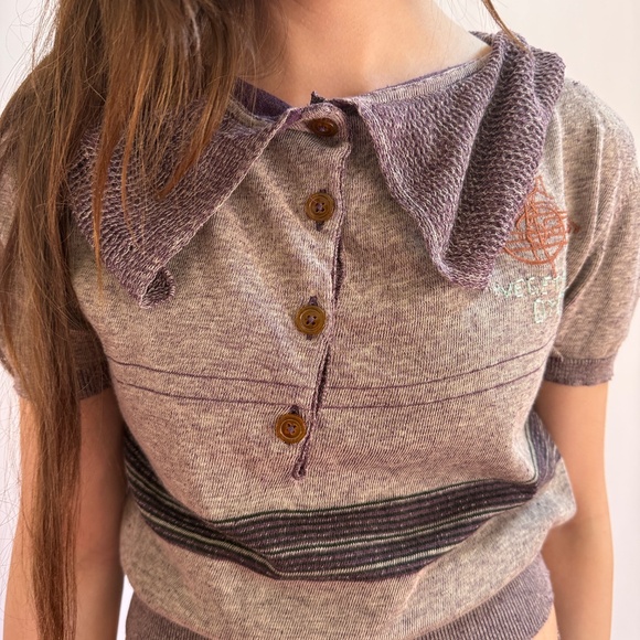 Vivienne Westwood New 2014 Gold Label Purple Knitted Silk Yarn Polo - Picture 14 of 16